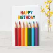 Carte d'anniversaire au crayon de couleur doux (Fleur jaune)