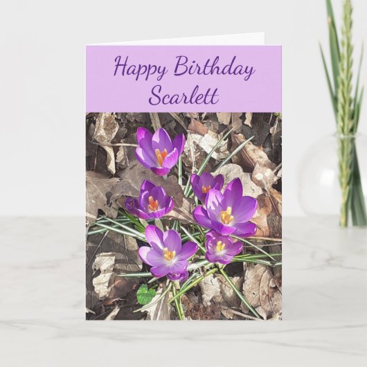 Carte d'anniversaire au crocus violet (Devant)