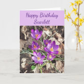 Carte d'anniversaire au crocus violet (Fleur jaune)