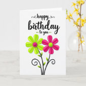 Carte d'anniversaire au design élégant (Fleur jaune)