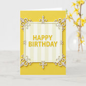 Carte d'anniversaire au design orné (Fleur jaune)