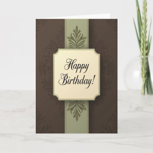 Carte d'anniversaire au feuillage orné (Devant)
