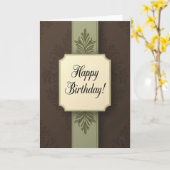 Carte d'anniversaire au feuillage orné (Fleur jaune)