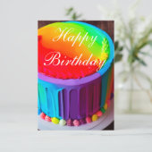 Carte d'anniversaire au gâteau Arc-en-ciel coloré (Debout devant)