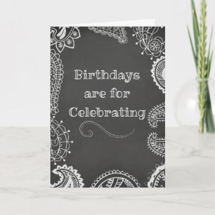 Carte d'anniversaire au henné bohème