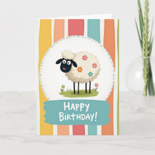 Carte d'anniversaire au mouton floral