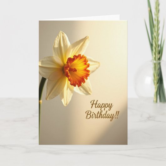 Carte d'anniversaire au narcisse doré (Devant)