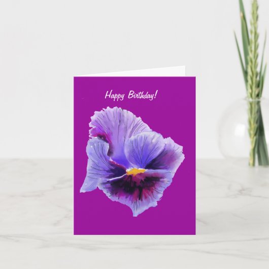 Carte d'anniversaire au pensées violet (Devant)