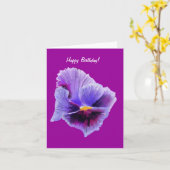 Carte d'anniversaire au pensées violet (Fleur jaune)