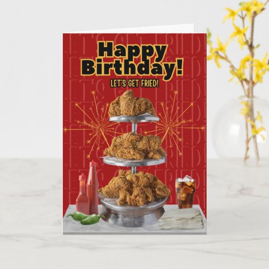 Carte d'anniversaire au poulet frit (Fleur jaune)