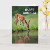 Carte d'anniversaire au reflet du faon (Fleur jaune)