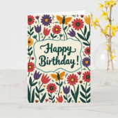 Carte d'anniversaire au script charmant (Fleur jaune)