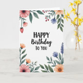 Carte d'anniversaire au script doux (Fleur jaune)