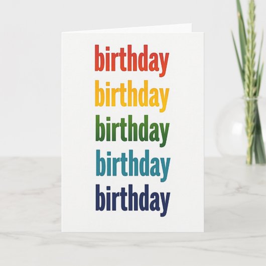 Carte d'anniversaire au texte coloré (Devant)