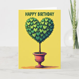 Carte d'anniversaire au topiaire en forme de cœur