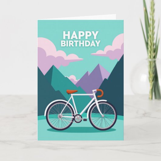 Carte d'anniversaire au vélo blanc (Devant)