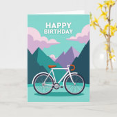 Carte d'anniversaire au vélo blanc (Fleur jaune)