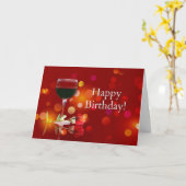Carte d'anniversaire au vin rouge (Fleur jaune)