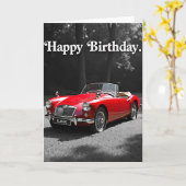 Carte d'anniversaire Auto Rouge (Fleur jaune)