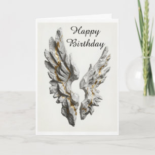 Carte d'anniversaire aux ailes d'ange en marbre do