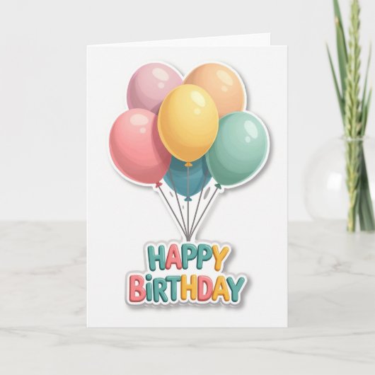 Carte d'anniversaire aux ballons pastel (Devant)