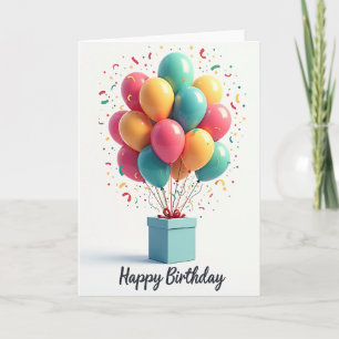 Carte d'anniversaire aux ballons pastel doux