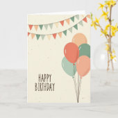 Carte d'anniversaire aux ballons pêche (Fleur jaune)