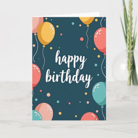 Carte d'anniversaire aux ballons sarcelle (Devant)