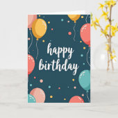 Carte d'anniversaire aux ballons sarcelle (Fleur jaune)