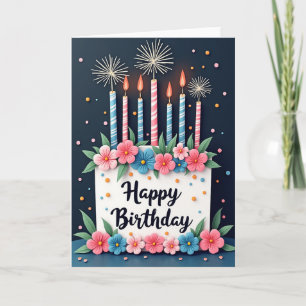 Carte d'anniversaire aux bougies festives