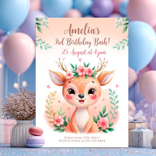 Carte d'anniversaire aux cerfs de bois