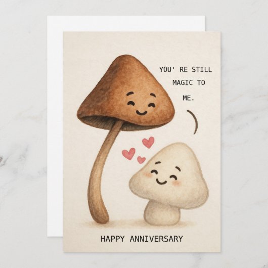 Carte d'anniversaire aux champignons mignons (Devant / Derrière)