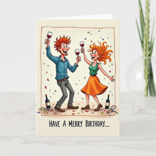 Carte d'anniversaire aux cheveux orange doux