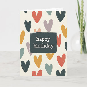 Carte d'anniversaire aux cœurs peints avec amour