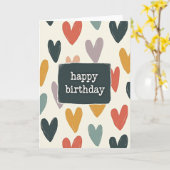 Carte d'anniversaire aux cœurs peints avec amour (Fleur jaune)