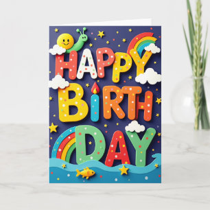 Carte d'anniversaire aux couleurs superposées