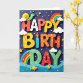 Carte d'anniversaire aux couleurs superposées (Fleur jaune)