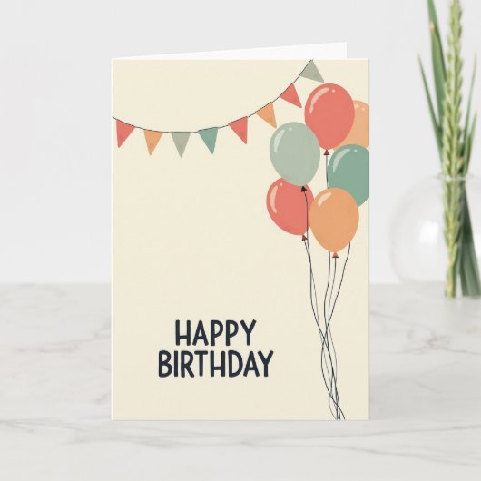 Carte d'anniversaire aux drapeaux pastel (Devant)