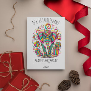 Carte d'anniversaire aux éléphants colorés pour un