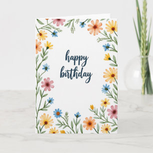 Carte d'anniversaire aux feuilles pastel