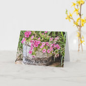 Carte d'anniversaire aux fleurs roses (Fleur jaune)