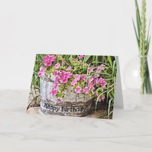 Carte d'anniversaire aux fleurs roses