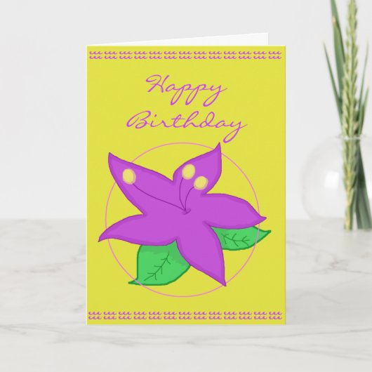 Carte d'anniversaire aux fleurs violettes (Devant)