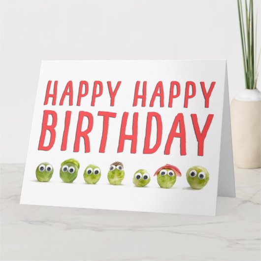 Carte d'anniversaire aux légumes pliés très drôle (Devant)