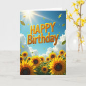 Carte d'anniversaire aux lettres dorées (Fleur jaune)