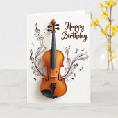 Carte d'anniversaire aux notes tourbillonnantes (Fleur jaune)