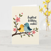Carte d'anniversaire aux oiseaux floraux (Fleur jaune)