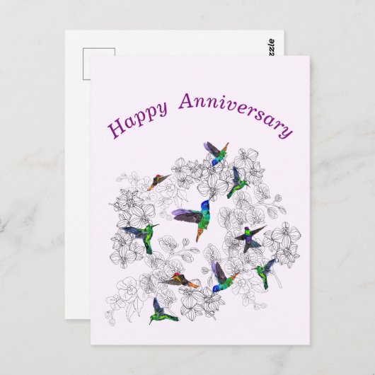Carte d'anniversaire aux oiseaux volants (Devant / Derrière)