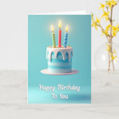 Carte d'anniversaire aux paillettes bleues (Fleur jaune)