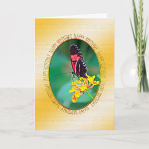 Carte d'anniversaire aux papillons et aux fleurs